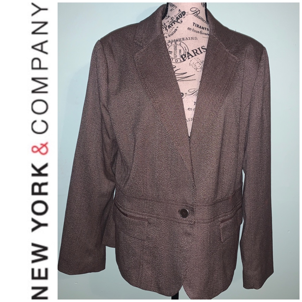 7th Avenue Blazer Tweed Taupe Brown Size 18 Nwt
